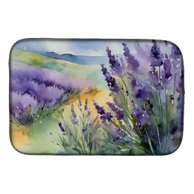 Lavender in Watercolor Dish Drying Mat Absorbent Dish Drying Mat Pad for Kitchen Counter Dish Drainer Mat for Countertop, 14 x 21", Multicolor