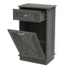 Odor Seal Trash Can Cabinet in Grey Finish - Accommodates 10-Gallon Trash Bin