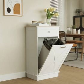 Trash Can Cabinet in White Wood Finish - Accommodates 10-Gallon Trash Bin