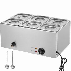 24QT Commercial Food Warmer, 6-Pan Electric Steam Table