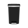 Kitchen Trash Can, 11.9 Gallon Resin Rectangular Step Lid Garbage Bin, Black