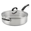 Brilliance 6 Quart Saute Pan with Lid and Helper Handle, Induction Compatible, Metal Utensil and Dishwasher Safe, Stainless Steel