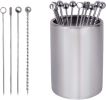 12Pack Metal Cocktail Picks + Holder Kit, Premium 304 Stainless Steel Cocktail Toothpicks,Reusable Skewers,Garnish Picks