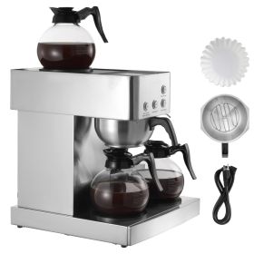 Commercial Drip Coffee Maker, 12 Cups Coffee-Maker Machine with 4 Glass Carafes and 4 Decanter Warmer Plates, Stainless Steel Drip Style Coffee Brewer