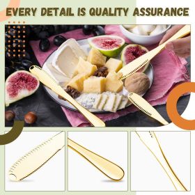 Better Butter Spreader Set of 4, Stainless Steel Butter Knives with Holes, 3 in 1 Kitchen Utensils (Gold)