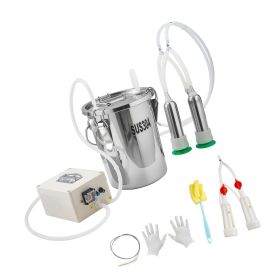 Goat Milking Machine, 1.8 Gal / 7 L Food-Grade Stainless Steel Bucket, 4 Teat Cups for Cows and Goats, with 8000 mAh Rechargeable Battery