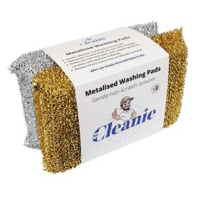Mr Cleanie Metalised Washing Up Non-Scratch Scourer Pads Cleaning Kitchen Bathroom 2-Pack