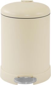 Small Trash Can, 1.2 Gallon | Round Stainless Steel Garbage Bin with Soft Close Lid & Step Foot Pedal | Metal Waste Basket with Removable Inner Bucket