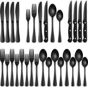 24-Piece  Silverware Set with Steak Knives Steel Tableware Cutlery Set