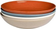 Sango Siterra Painter's Palette Stoneware Pasta Bowls (Set of 4) â€“ Pasta & Serving Bowls, Earthy Reactive Glaze, Multi Assorted Colors
