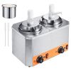 Electric Cheese Dispenser with Pumps, 2.3x2 Qt Commercial Hot Fudge Warmer, Plastic Double Pumps Dispenser