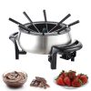 Electric Fondue Pot Set for Cheese & Chocolate, 3 Quart Chocolate Melting Warmer, Stainless Steel Fondue Maker with Temperature Control and 8 Forks