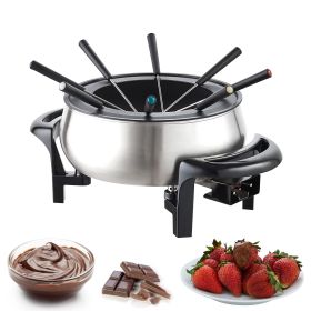 Electric Fondue Pot Set for Cheese & Chocolate, 3 Quart Chocolate Melting Warmer, Stainless Steel Fondue Maker with Temperature Control and 8 Forks