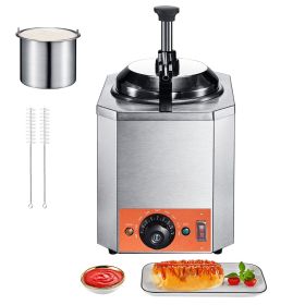 Electric Cheese Dispenser with Pump, 2.3 Qt Commercial Hot Fudge Warmer, Stainless Steel Heated Pump Dispenser