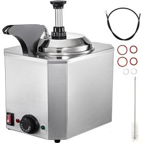 Cheese Dispenser with Pump, 2.6 Qt Capacity Cheese Warmer, Stainless Steel Hot Fudge Warmer with Pump 650W Cheese Dispenser