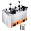 Electric Cheese Dispenser with Pumps, 2.3x2 Qt Commercial Hot Fudge Warmer, Stainless Steel Heated Double Pumps Dispenser