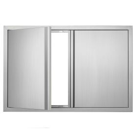 VEVOR BBQ Access Door, 36W x 24H Inch Double Outdoor Kitchen Door, Stainless Steel Flush Mount Door, Wall Vertical Door with Recessed Handles