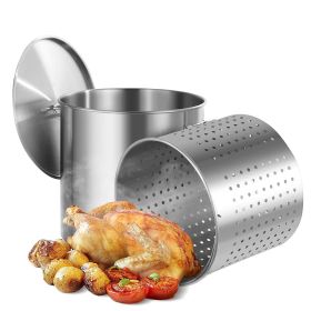 Stainless Steel Stockpot, 100 Quart Large Cooking Pots, Cookware Sauce Pot with Basket, Lid, and Handle, Heavy Duty Commercial Grade Stock Pot
