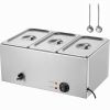 3-Pan Commercial Food Warmer, 17.4QT Electric Steam Table