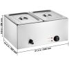 24QT Commercial Food Warmer, 2-Pan Electric Steam Table