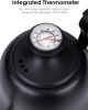 Tea Kettle with Thermometer Stovetop Gooseneck Kettle 28oz 0.8L Pour Over Coffee Pot, Matte Black Camping Home Kitchen Water Boiler, 1Pack