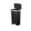 Kitchen Trash Can, 11.9 Gallon Resin Rectangular Step Lid Garbage Bin, Black