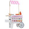 Ice Cream Cart for Kids, 20+ PCS Accessories, Pretend Play Ice Cream Shop Kitchen Food Toys with Ice Cream Cone & Popsicle, Awning & Freezer