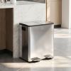 Trash Can, 2 x 5 Gallon Stainless Steel Garbage Can with Soft Close, Stay-Open Lid, Pedals, Inner Buckets, Silver