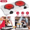 Fresh Fab Finds 1800W Electric Infrared Dual Burner Portable Heating Hot Plate Stove Countertop RV Hotplate with 7.5' & 6.3' Glass Cooktop Stepless Te