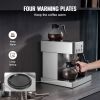 Commercial Drip Coffee Maker, 12 Cups Coffee-Maker Machine with 4 Glass Carafes and 4 Decanter Warmer Plates, Stainless Steel Drip Style Coffee Brewer