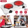 Fresh Fab Finds 1800W Electric Infrared Dual Burner Portable Heating Hot Plate Stove Countertop RV Hotplate with 7.5' & 6.3' Glass Cooktop Stepless Te