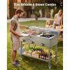 Outdoor Propane Griddle, 3 Burners (11,600 BTU Each), Commercial Stainless Steel Griddle with Three 1/3 Size Food Pans