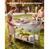 Outdoor Propane Griddle, 3 Burners (11,600 BTU Each), Commercial Stainless Steel Griddle with Two 1/3 Size Food Warming Pans