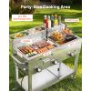 Outdoor Propane Fryer & Griddle Combo, 3 Burners (11,600 BTU Each), Commercial Stainless Steel Frying Cart with Wheels, 2 Fryer Baskets & 3 Food Pans