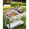 Outdoor Propane Griddle, 3 Burners (11,600 BTU Each), Commercial Stainless Steel Griddle with Three 1/3 Size Food Pans