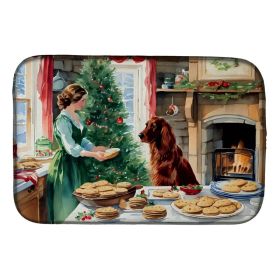 Irish Setter Christmas Cookies Dish Drying Mat Absorbent Dish Drying Mat Pad for Kitchen Counter Dish Drainer Mat for Countertop, 14 x 21", Multicolor