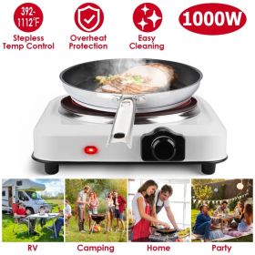1200W Electric Infrared Single Burner Portable Heating Hot Plate Stove Countertop RV Hotplate with 7.5' Glass Cooktop Stepless Temperature Adjustments (Option: White)