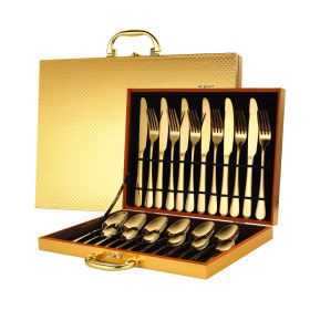 High-end tableware 24 piece set (Color: Rose gold)