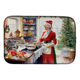 Cookies with Santa Claus Mrs. Claus Dish Drying Mat Absorbent Dish Drying Mat Pad for Kitchen Counter Dish Drainer Mat for Countertop, 14 x 21", Multi (Option: default)