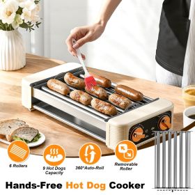 3 In 1 Electric Hot Dog Roller Machine with Grill & Griddle 6-Roller Hot Dog Cooker Smokeless Non-Stick Indoor Outdoor with 3 Temp Levels for BBQ Saus (Option: Roller)