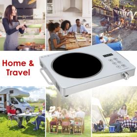 Portable Electric Single Burner Cooktop 3500W 110V, Heat-Resistant Glass Surface (Easy to Clean) with Side Handles, 4 Preset Cooking Modes for Camper/ (Option: write)