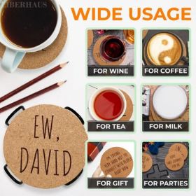 Cork Coasters For Drinks Coasters Set Of 6 With Holder Funny Coasters For Adults Cup Coasters For Coffee Table Home Bar Wedding Absorbent Coaster (Option: Brown)