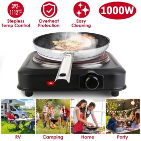 1200W Electric Infrared Single Burner Portable Heating Hot Plate Stove Countertop RV Hotplate with 7.5' Glass Cooktop Stepless Temperature Adjustments (Option: Black)