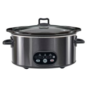 6/8 Quart Slow Cooker with 3 Cooking Settings, Non-Stick Ceramic Inner Pot, Dishwasher-Safe Lid, Multi-Functional Slow Cooker for Soups, Stews, Roast (Option: black-6L)