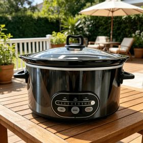 6/8 Quart Slow Cooker with 3 Cooking Settings, Non-Stick Ceramic Inner Pot, Dishwasher-Safe Lid, Multi-Functional Slow Cooker for Soups, Stews, Roast (Option: black-8L)