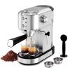 20 Bar Espresso Machine, 1350W Boiler, Steam Wand, Water Tank, Stainless Steel, Compact Coffee Maker for Home Barista