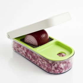 Vegetable and Fruit Chopper with 2 Cup Base, Stainless Steel Blades, Dishwasher Safe (Color: clear)