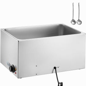 Commercial Food Warmer 19QT Bain Marie 1200W Electric Buffet Warmer Steam Table Food Warmer Countertop Stainless Steel Food Warmer Wet or Dry Use for (Default: Default)