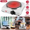1000W Electric Infrared Single Burner Portable Heating Hot Plate Stove Countertop RV Hotplate with 7.5' Glass Cooktop Stepless Temperature Adjustments
