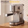 20 Bar Espresso Machine, 1350W Boiler, Steam Wand, Water Tank, Stainless Steel, Compact Coffee Maker for Home Barista